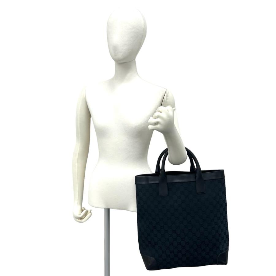 a419【極美品】GUCCIグッチ GGキャンバス レザートートバッグ 黒 袋付 GUCCI（グッチ） 極 美品 希少品 GG キャンバス GG 柄 レザー 本革