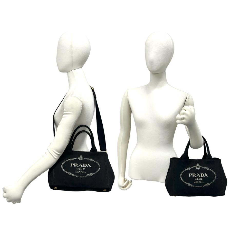 美品 ギャラ付 プラダ カナパ S ハンドバッグ 三角ロゴ 2way ブラック PRADA（プラダ） 極 美品 袋付き カナパ 三角ロゴ 金具 キャンバス