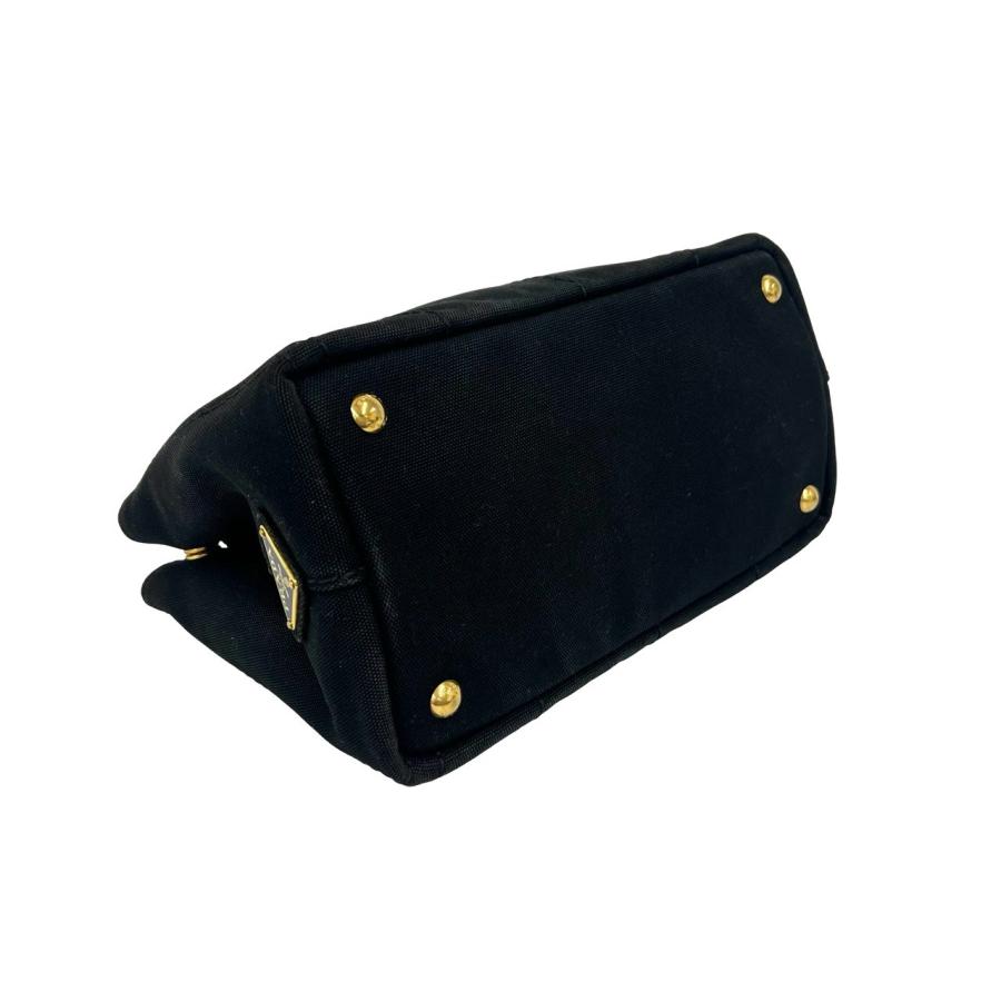 美品 ギャラ付 プラダ カナパ S ハンドバッグ 三角ロゴ 2way ブラック PRADA（プラダ） 極 美品 袋付き カナパ 三角ロゴ 金具 キャンバス