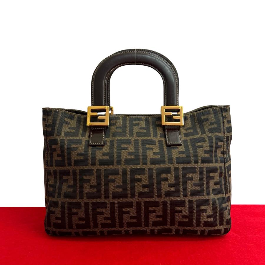Fendi フェンディ 人気 ロゴ ズッカ柄 ハンドバッグ キャンバス 美品