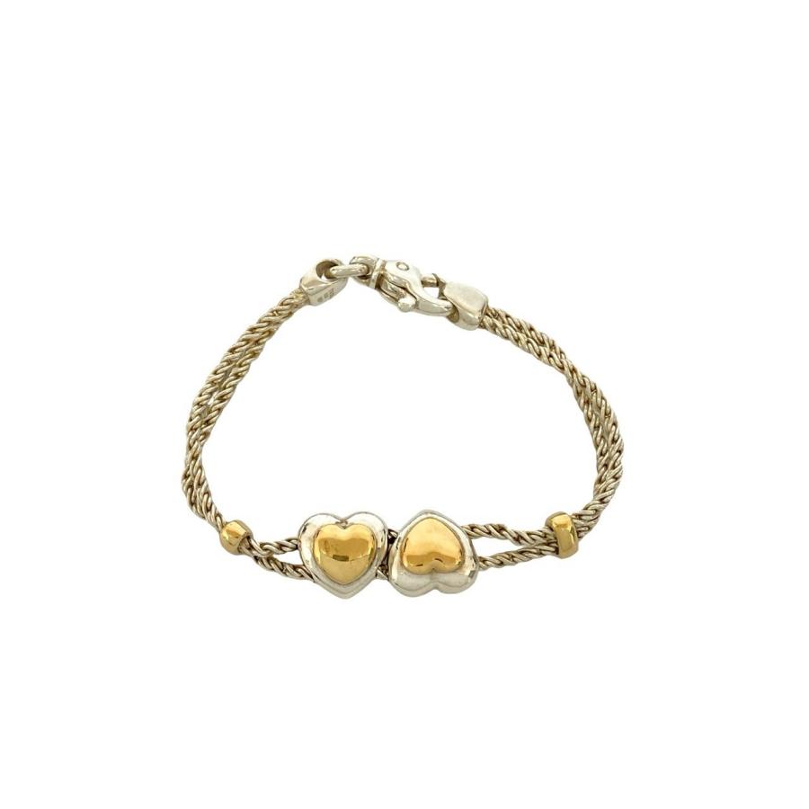 TIFFANY&CO ティファニー ダブル　ハート　k18 925 バングル TIFFANY&Co.（ティファニー） 極 美品 ダブルハート ロープチェーン