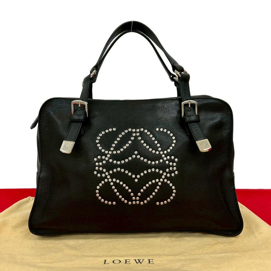 LOEWE（ロエベ） 極 美品 袋付き アナグラム ロゴ スタッズ レザー 本