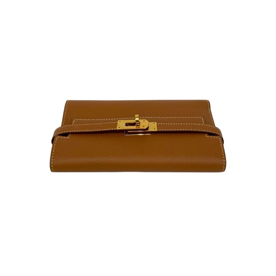 極 美品 D 刻印 HERMES エルメス ケリーウォレット ミディアム ヴォーエプソン レザー 三つ折り財布 ウォレット ゴールド ブラウン 21623_3