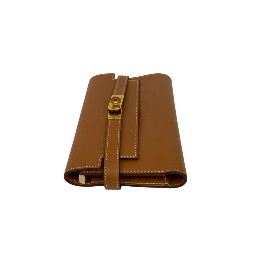 極 美品 D 刻印 HERMES エルメス ケリーウォレット ミディアム ヴォーエプソン レザー 三つ折り財布 ウォレット ゴールド ブラウン 21623_4