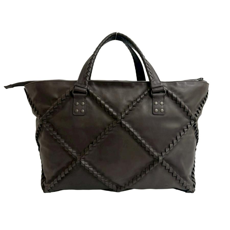 極 美品 希少品 BOTTEGA VENETA ボッテガヴェネタ イントレチャート レザー 本革 ハンドバッグ ボストンバッグ ダーク ブラウン 28874_3