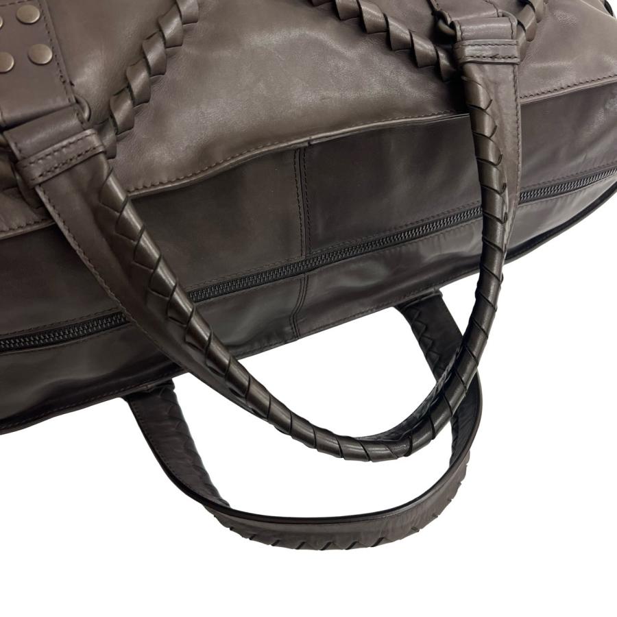 極 美品 希少品 BOTTEGA VENETA ボッテガヴェネタ イントレチャート レザー 本革 ハンドバッグ ボストンバッグ ダーク ブラウン 28874_4
