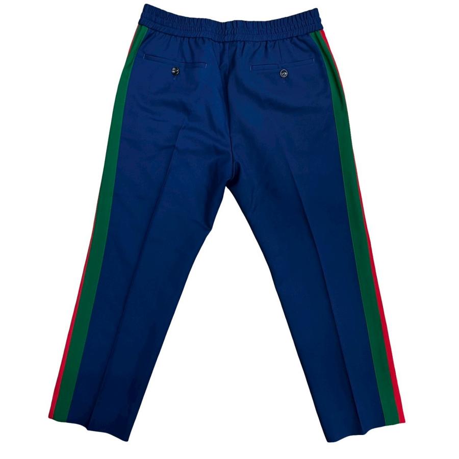 極 美品 GUCCI グッチ シェリーライン ウール モヘア パンツ スラックス ボトムス 44サイズ メンズ ネイビー 27543 GUCCI（グッチ） 極 美品 シェリーライン ウール モヘア パンツ