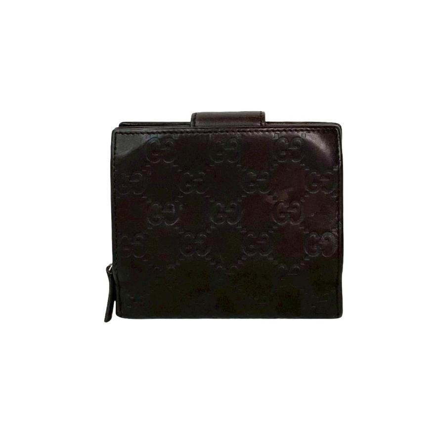 GUCCI 極 美品 グッチ シマ GG 柄 金具 レザー 本革 二つ折り 財布