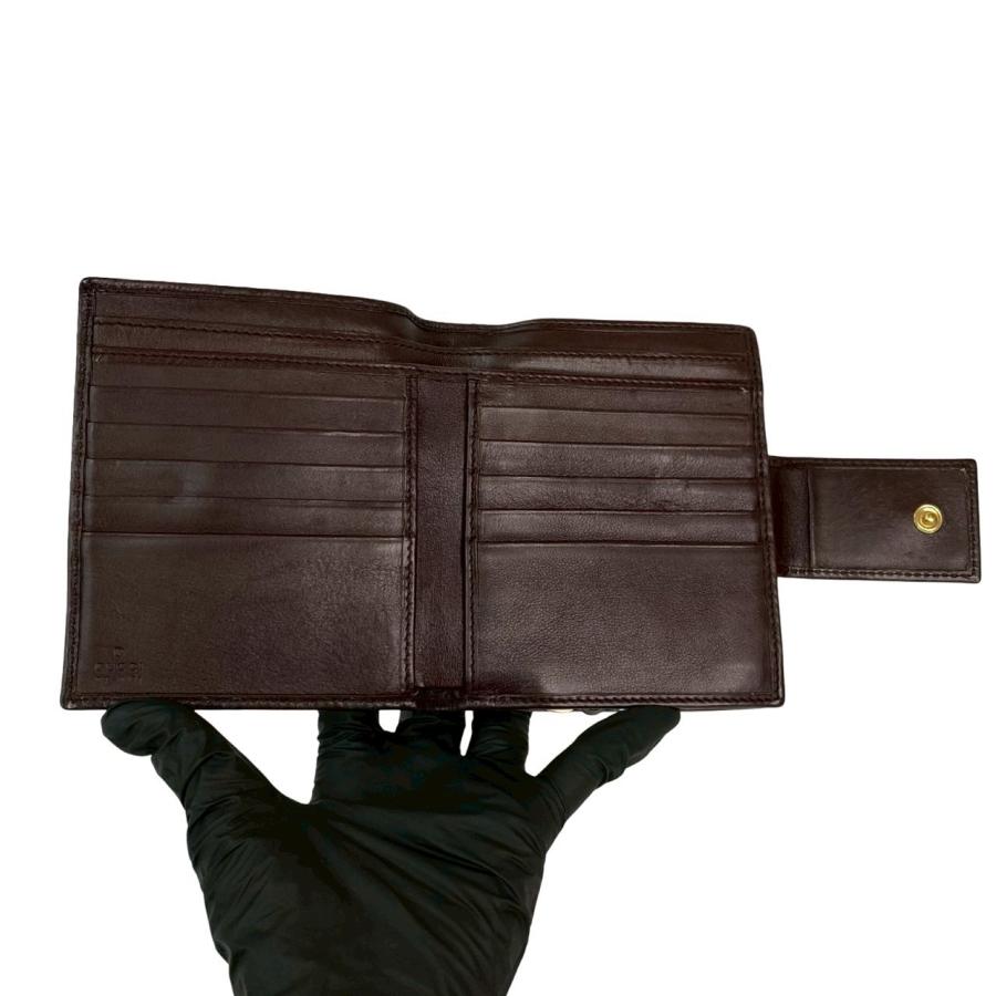 GUCCI 極 美品 グッチ シマ GG 柄 金具 レザー 本革 二つ折り 財布