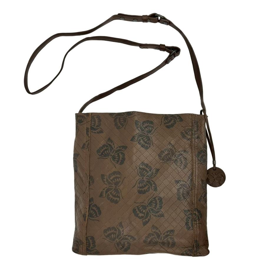 極 美品 BOTTEGA VENETA ボッテガヴェネタ イントレッチオ ミラージュ バタフライ 柄 レザー ショルダーバッグ サコッシュ ブラウン 28016 極 美品 BOTTEGA VENETA ボッテガヴェネタ イントレッチオ ミラージュ