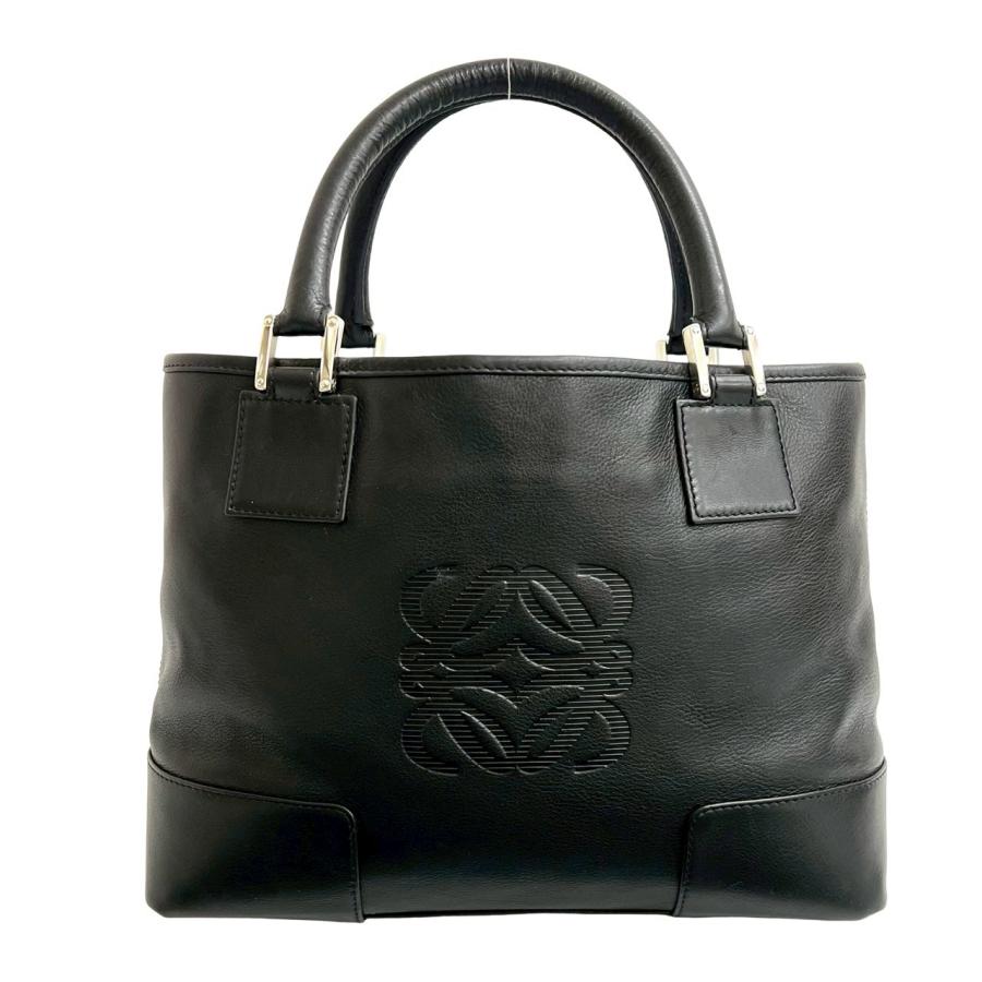 【良品✨】LOEWE ロエベ　ハンドバッグ　ビジネスバッグ　アナグラム　鍵　黒 LOEWE ロエベ ハンドバッグ アナグラム ラムレザー ブラック/ゴールド