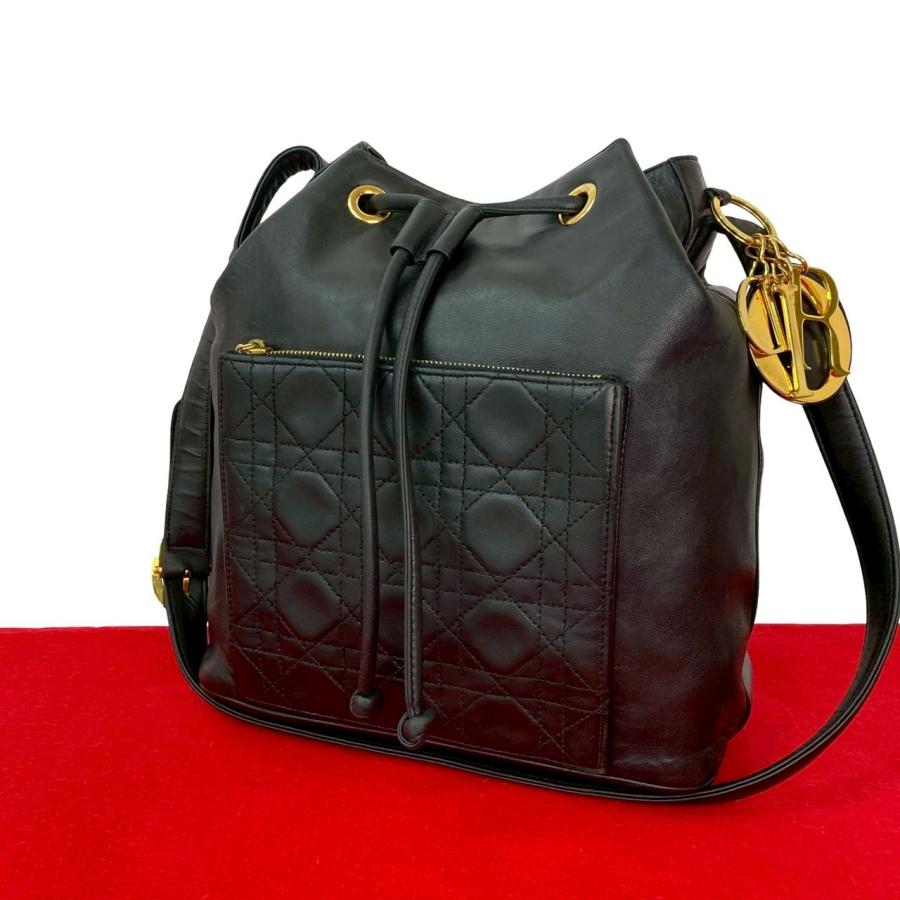 極 美品 Christian Dior ディオール カナージュ ステッチ ロゴ金具 