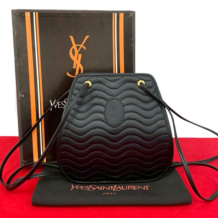 【美品✨】イヴサンローラン　保存袋付き　ショルダーバッグ　レザー　黒　YSLロゴ Yves Saint Laurent（イヴ・サンローラン） ほぼ未使用 箱 袋付き イヴ