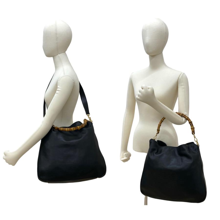 GUCCI オールドグッチ ハンドバッグ レザー バンブー 2Way ブラック GUCCI（グッチ） バンブーターンロックハンドバッグ 2WAY ショルダー