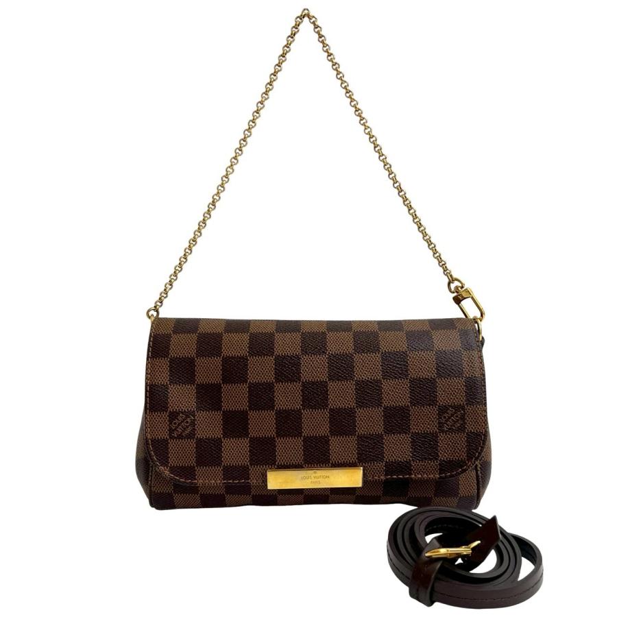極 美品 LOUIS VUITTON ルイヴィトン フェイボリット PM ダミエ レザー 2way ミニ ショルダーバッグ ポシェット ブラウン 茶 20599 LOUIS VUITTON（ルイ・ヴィトン） 極 美品 フェイボリット PM ダミエ