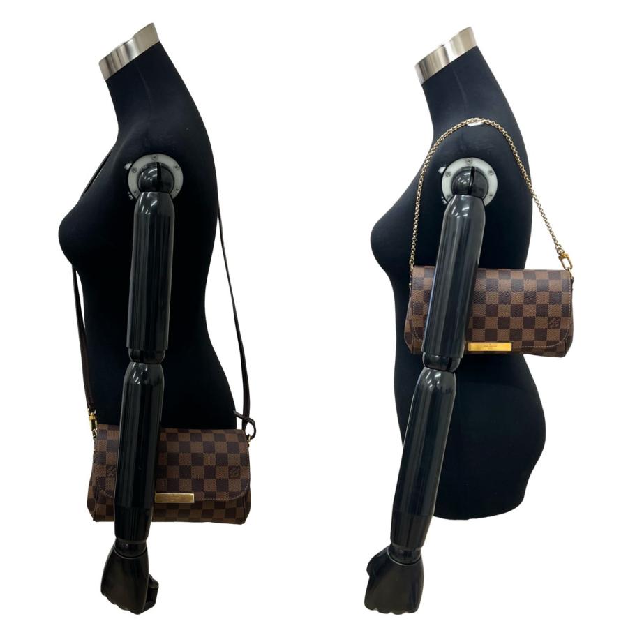 極 美品 LOUIS VUITTON ルイヴィトン フェイボリット PM ダミエ レザー 2way ミニ ショルダーバッグ ポシェット ブラウン 茶 20599 LOUIS VUITTON（ルイ・ヴィトン） 極 美品 フェイボリット PM ダミエ