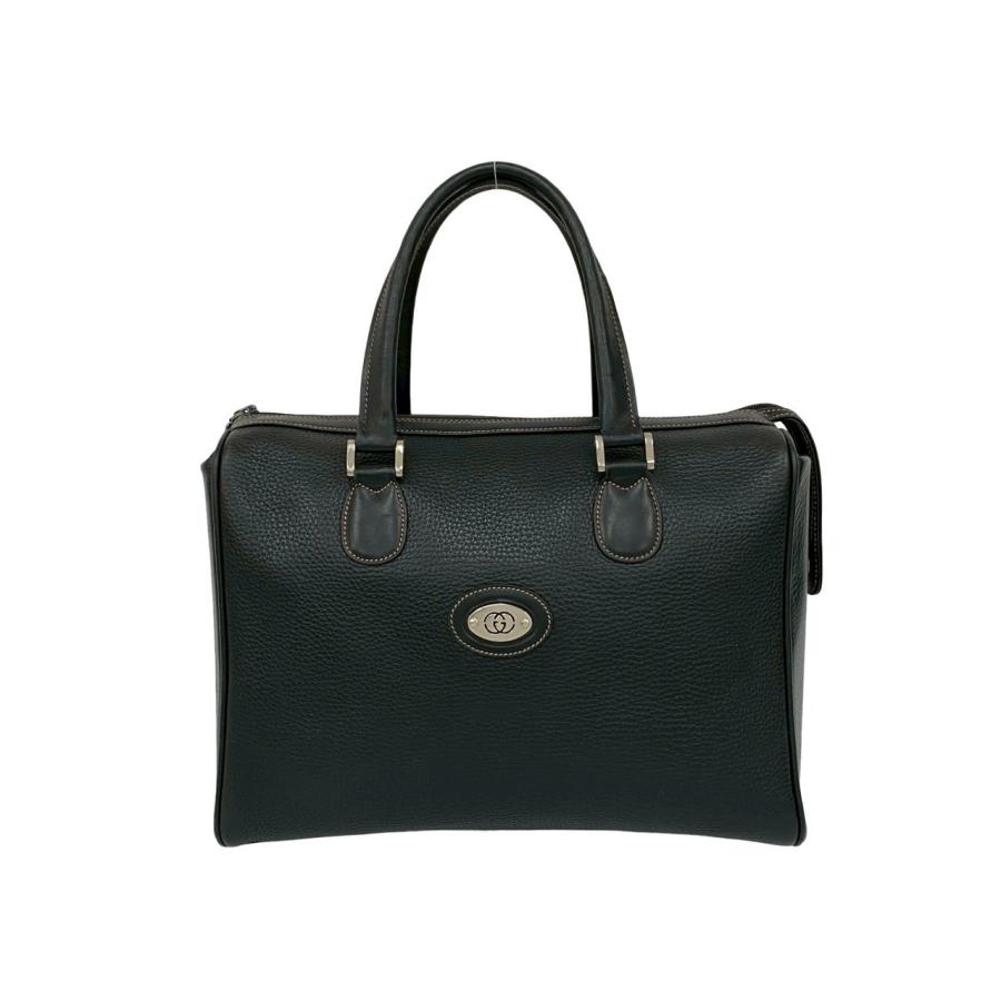 【極美品】オールドグッチ ロゴ型押し ボストンバッグ シボ革 ブラック GUCCI（グッチ） 極 美品 オールドグッチ ヴィンテージ GG ロゴ 金具