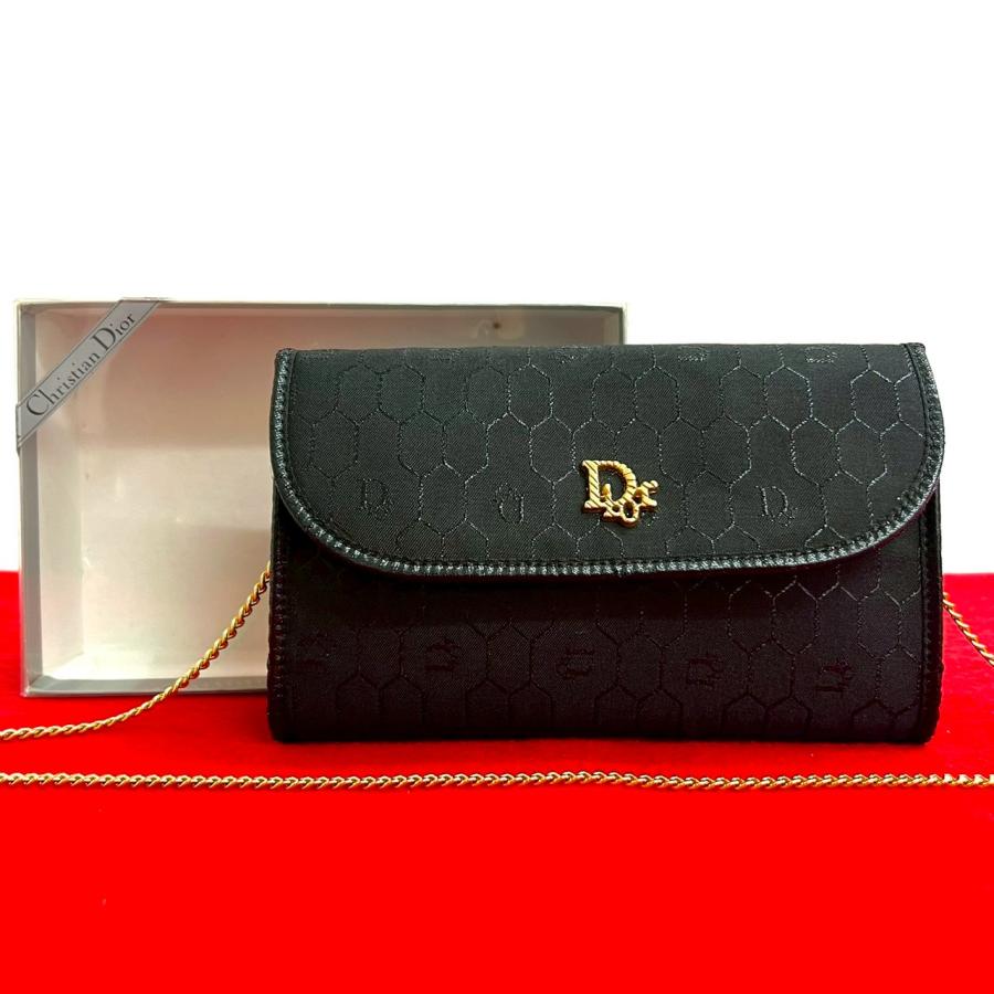 【良品】クリスチャン・ディオール Dior ハニカム柄 ショルダーバッグ　金具 未使用保管品 箱付 Christian Dior クリスチャンディオール ロゴ 金具