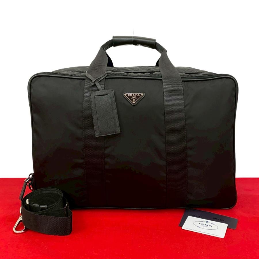 PRADA（プラダ） 極 美品 三角ロゴ 金具 ナイロン サフィアーノ レザー