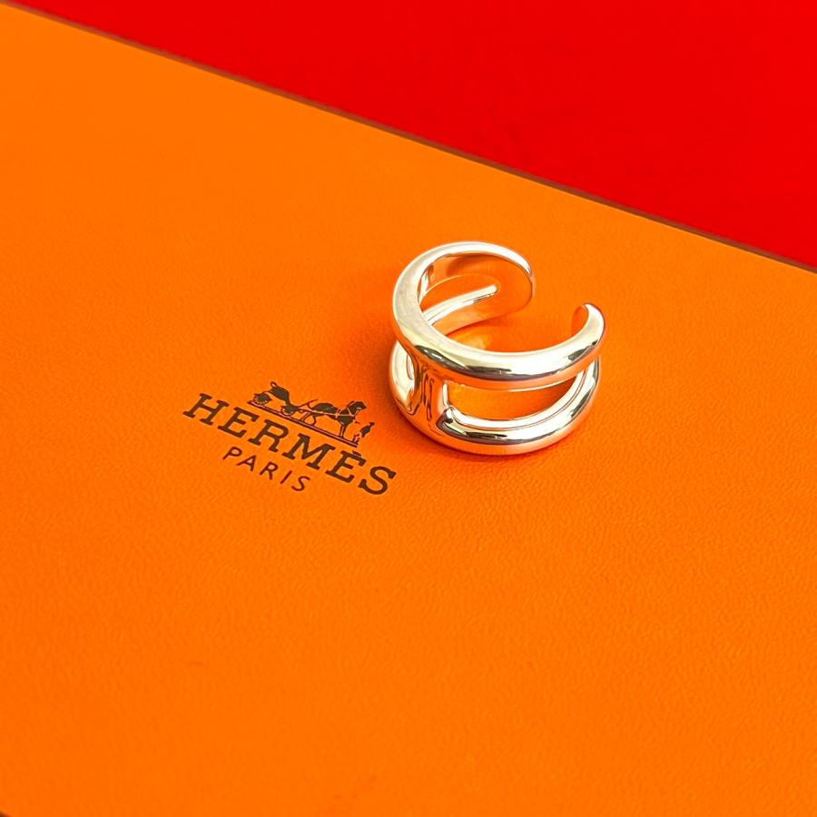 ※リップル☆☆エルメス Hリング シルバー オレンジ 14号 HERMES（エルメス） 極 美品 オスモズ シルバー925 リング 指輪 14号