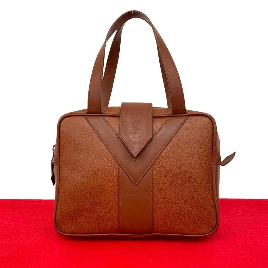 【良品】Yves Saint Laurent ボストンバッグ PVC レザー Yves Saint Laurent（イヴ・サンローラン） 極 美品 YSL ロゴ 刻印