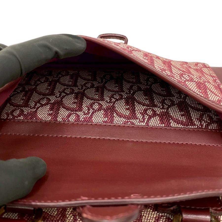 極 美品 Christian Dior ディオール トロッター 柄 CD ロゴ 金具 キャンバス レザー 本革 ハンドバッグ ミニ トートバッグ ボルドー 27780_10