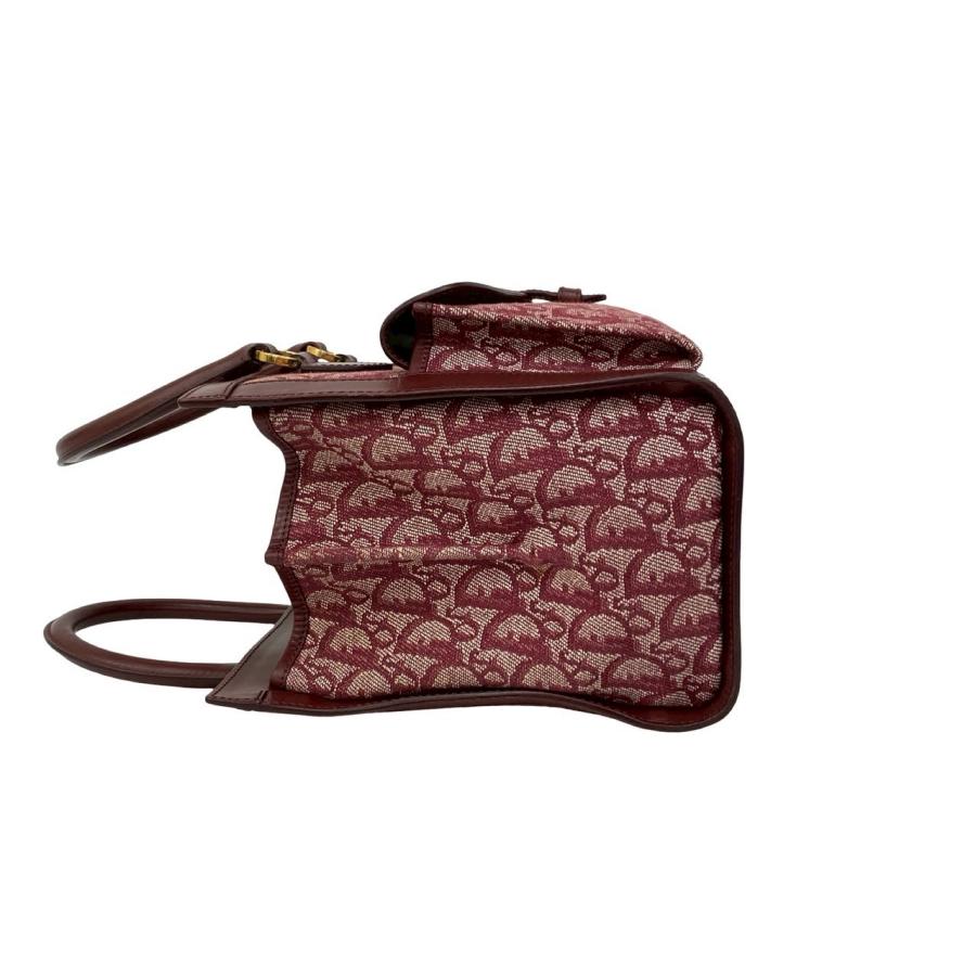 極 美品 Christian Dior ディオール トロッター 柄 CD ロゴ 金具 キャンバス レザー 本革 ハンドバッグ ミニ トートバッグ ボルドー 27780_5
