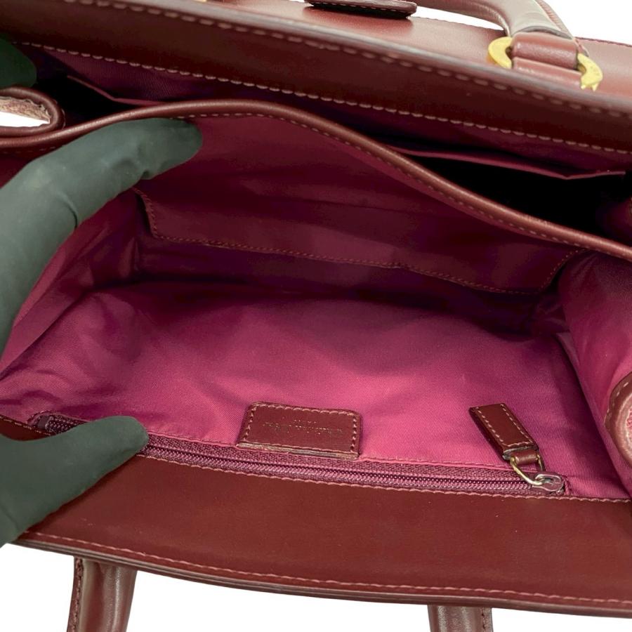 極 美品 Christian Dior ディオール トロッター 柄 CD ロゴ 金具 キャンバス レザー 本革 ハンドバッグ ミニ トートバッグ ボルドー 27780_9
