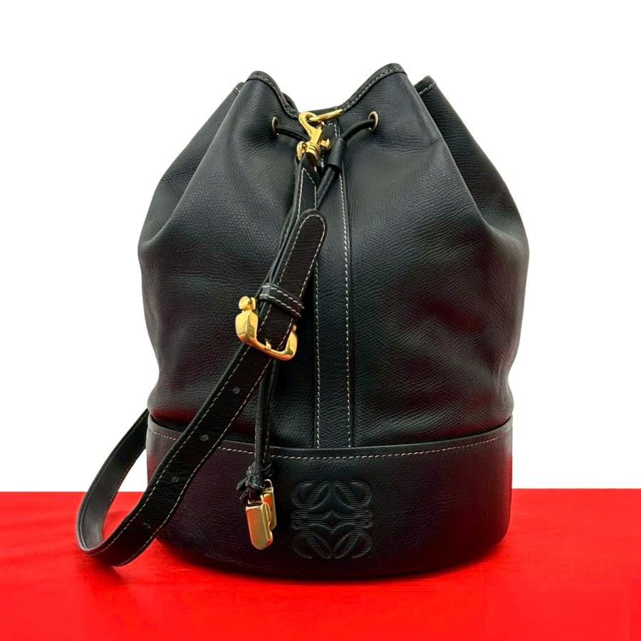 LOEWE（ロエベ） 極 美品 ヴィンテージ アナグラム 型押し ロゴ レザー