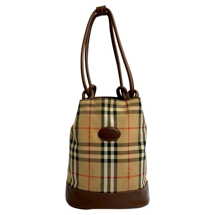 極 美品 BURBERRYS バーバリーズ ノバチェック シャドーホース ロゴ キャンバス レザー ショルダーバッグ ブラウン ベージュ 20247 BURBERRY（バーバリー） 極 美品 BURBERRYS バーバリーズ ノバチェック