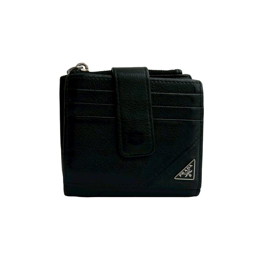 PRADA（プラダ） 極 美品 三角ロゴ 金具 レザー 本革 二つ折り