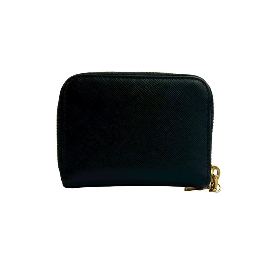 極美品 プラダ　サフィアノ シルバー金具 ケース　小銭入れ　ブラック PRADA（プラダ） 極 美品 ロゴ 金具 サフィアーノ レザー 本革