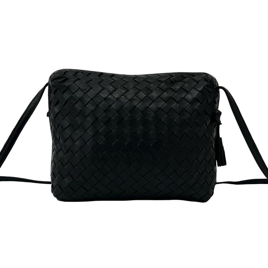 美品✨BOTTEGA VENETA ショルダーバッグ　ブラック　レザーA4収納 極 美品 BOTTEGA VENETA ボッテガヴェネタ イントレチャート レザー 本