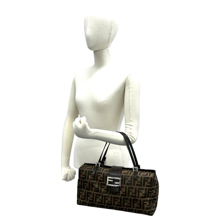 極 美品 FENDI フェンディ ズッカ FF 柄 キャンバス レザー 本革 ハンドバッグ ボストンバッグ トートバッグ ブラウン ブラック 37642_2