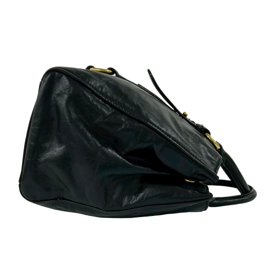 美品　miumiu 牛革　レザー　トートバッグ　ショルダーバッグ　2way 黒 miu miu（ミュウミュウ） 極 美品 袋付き ロゴ 金具 レザー 本革 2way