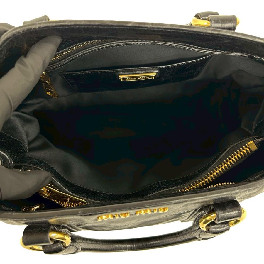 miu miu（ミュウミュウ） 極 美品 袋付き ロゴ 金具 レザー 本革 2way 