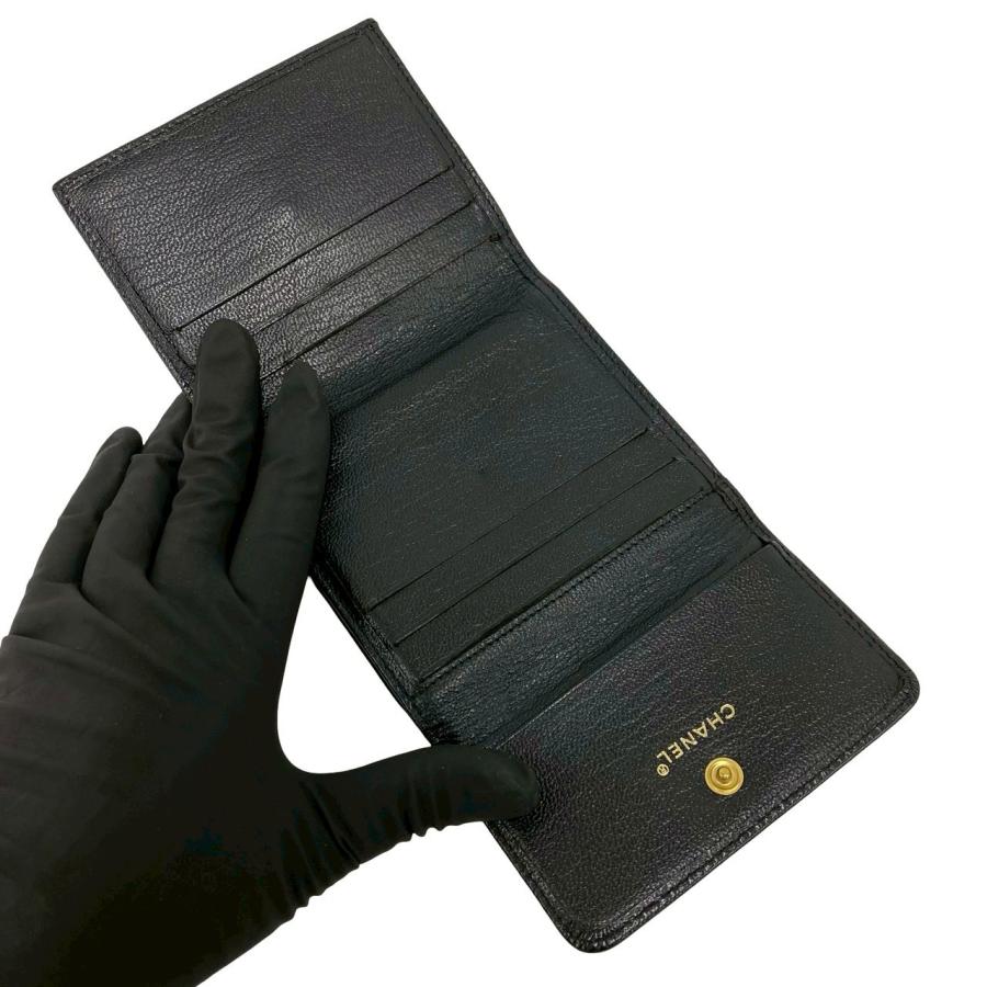 シャネル 7番台 ココマーク ロゴ 二つ折り財布 コンパクトウォレット レザー CHANEL（シャネル） ココマーク 財布 A13497 シール付 7番台 ロゴ