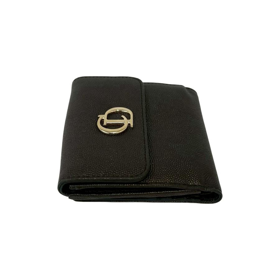 極 美品 Christian Dior ディオール CD ロゴ 金具 レザー 本革 ダブルホック 二つ折り 財布 コンパクト ウォレット ブラック 黒 27485 極 美品 Christian Dior ディオール CD ロゴ 金具 レザー 本革 ダブル