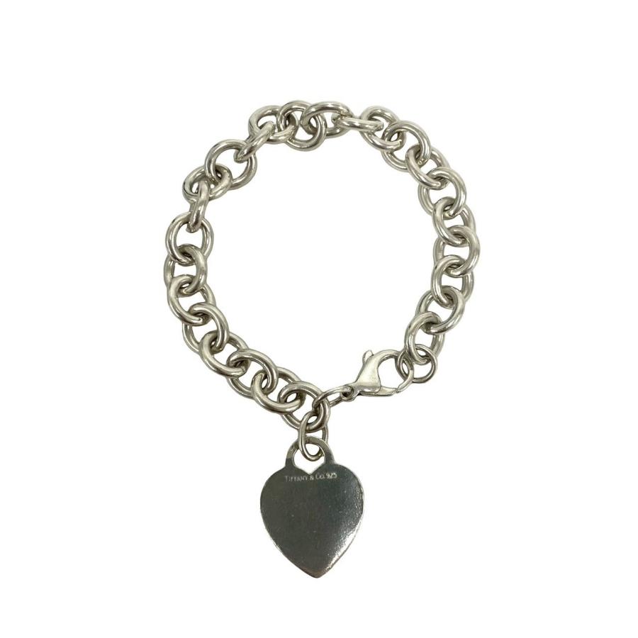 極 美品 TIFFANY&Co. ティファニー リターントゥ ハートタグ ブレスレット ロゴ 刻印 925 チェーン バングル アクセサリー シルバー 38860_1