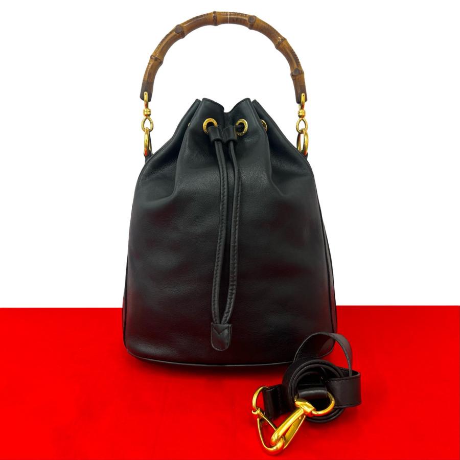 極　美品　GUCCI オールド　グッチ バンブー　2way ショルダーバッグ　黒 GUCCI（グッチ） 極 美品 オールドグッチ ヴィンテージ バンブー