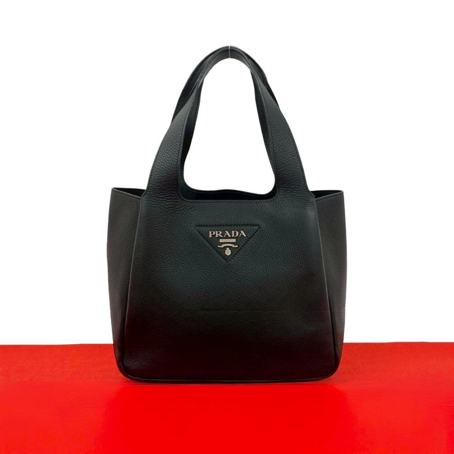 PRADA（プラダ） 極 美品 スモール レザー トートバッグ ロゴ 金具