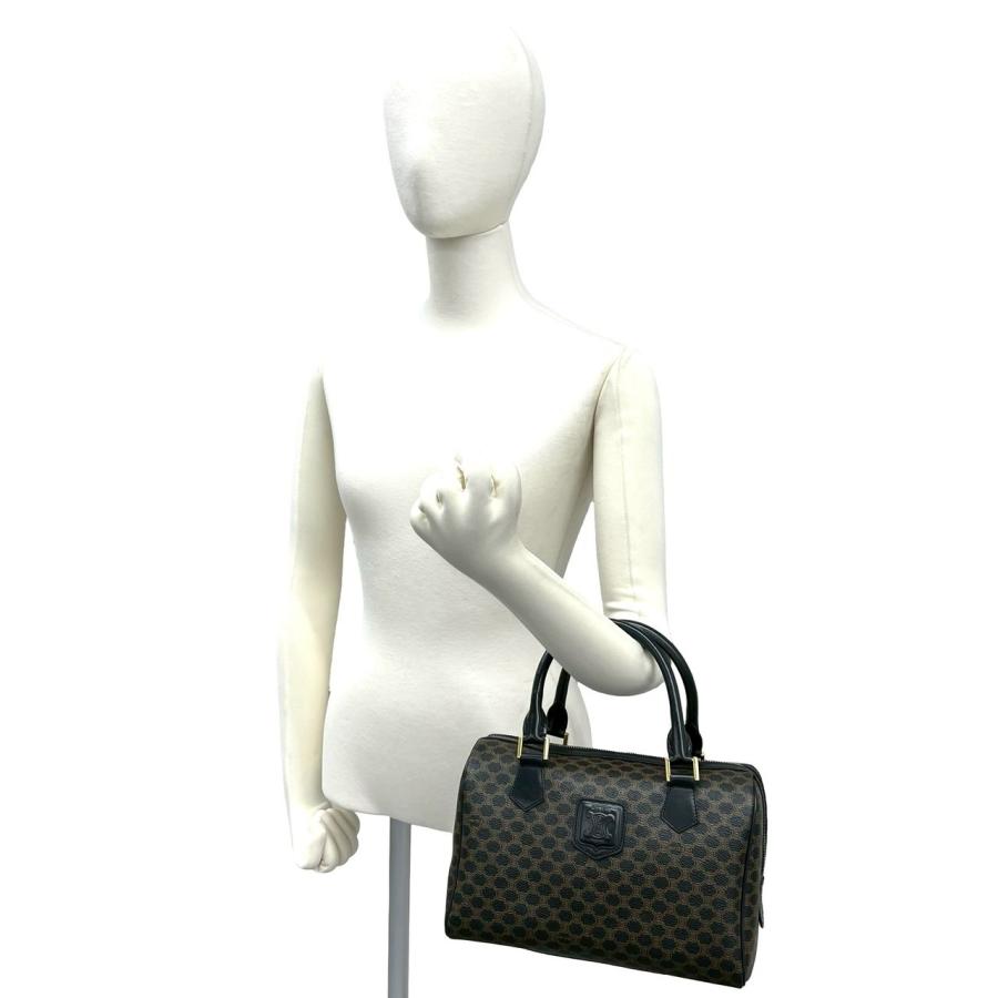 極 美品 袋付き CELINE セリーヌ ヴィンテージ マカダム ブラゾン 柄 レザー 本革 ハンドバッグ ボストンバッグ ブラック ブラウン 38092_2