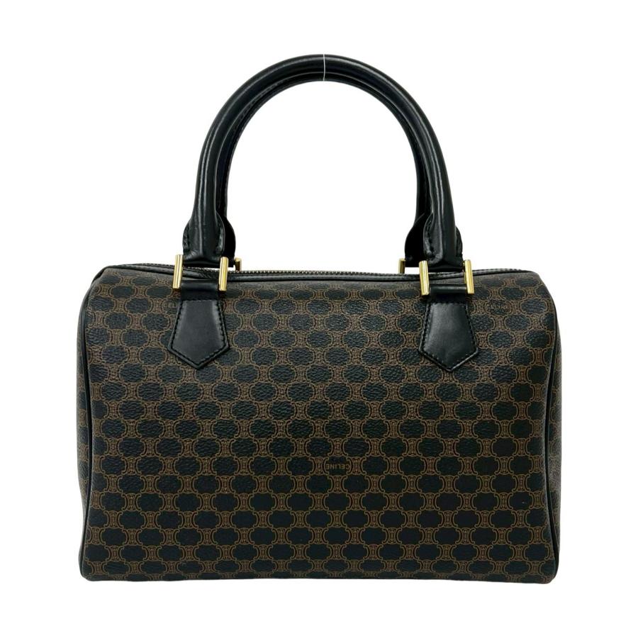 極 美品 袋付き CELINE セリーヌ ヴィンテージ マカダム ブラゾン 柄 レザー 本革 ハンドバッグ ボストンバッグ ブラック ブラウン 38092_3