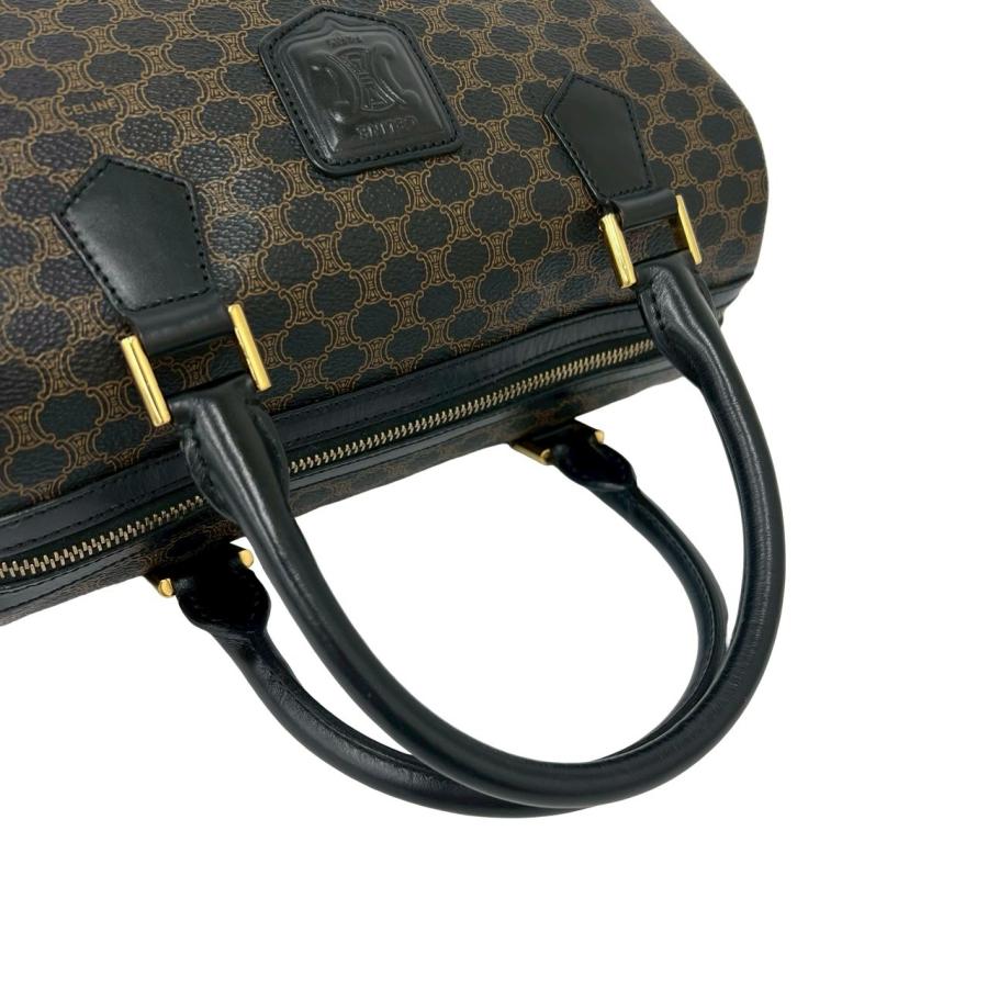 極 美品 袋付き CELINE セリーヌ ヴィンテージ マカダム ブラゾン 柄 レザー 本革 ハンドバッグ ボストンバッグ ブラック ブラウン 38092_4