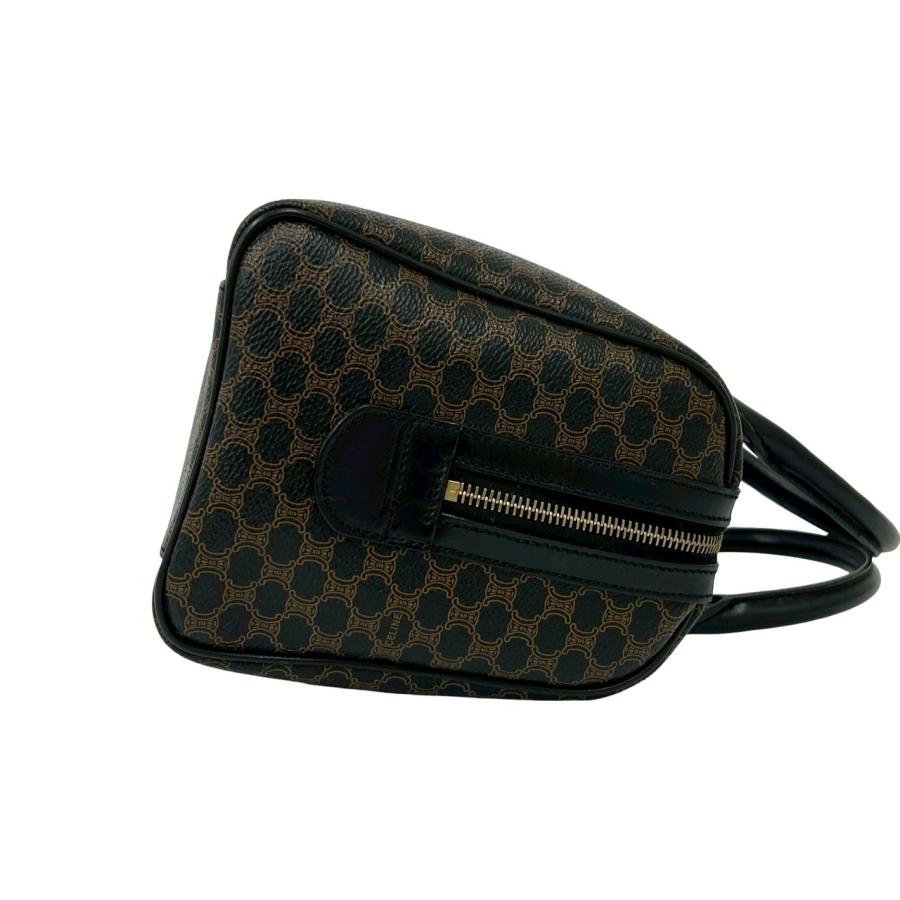 極 美品 袋付き CELINE セリーヌ ヴィンテージ マカダム ブラゾン 柄 レザー 本革 ハンドバッグ ボストンバッグ ブラック ブラウン 38092_6
