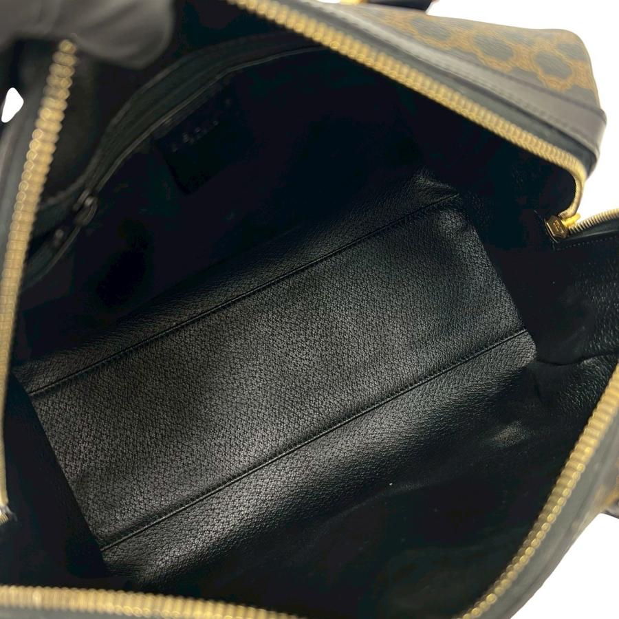 極 美品 袋付き CELINE セリーヌ ヴィンテージ マカダム ブラゾン 柄 レザー 本革 ハンドバッグ ボストンバッグ ブラック ブラウン 38092_9
