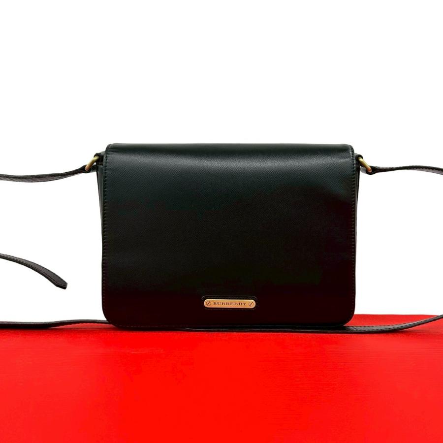 Burberry レザーバック NWT Authentic Black Burberry House Check Medium Leather Banner