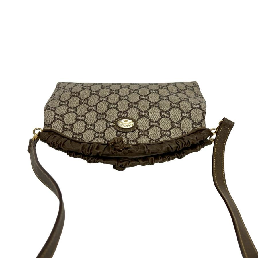 極 美品 GUCCI グッチ オールドグッチ ヴィンテージ グッチプラス ロゴ 金具 レザー ショルダーバッグ ポシェット ブラウン 92205 GUCCI（グッチ） 極 美品 オールドグッチ ヴィンテージ グッチプラス
