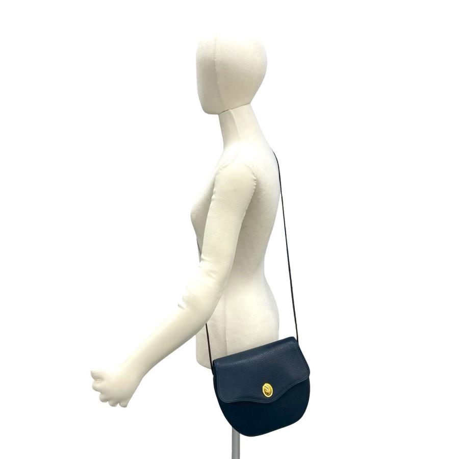 極 美品 Christian Dior ディオール ヴィンテージ CD ロゴ 金具 レザー 本革 ミニ ショルダーバッグ ポシェット サコッシュ ネイビー 26984 極 美品 袋付き Christian Dior ディオール ヴィンテージ CD ロゴ 金具
