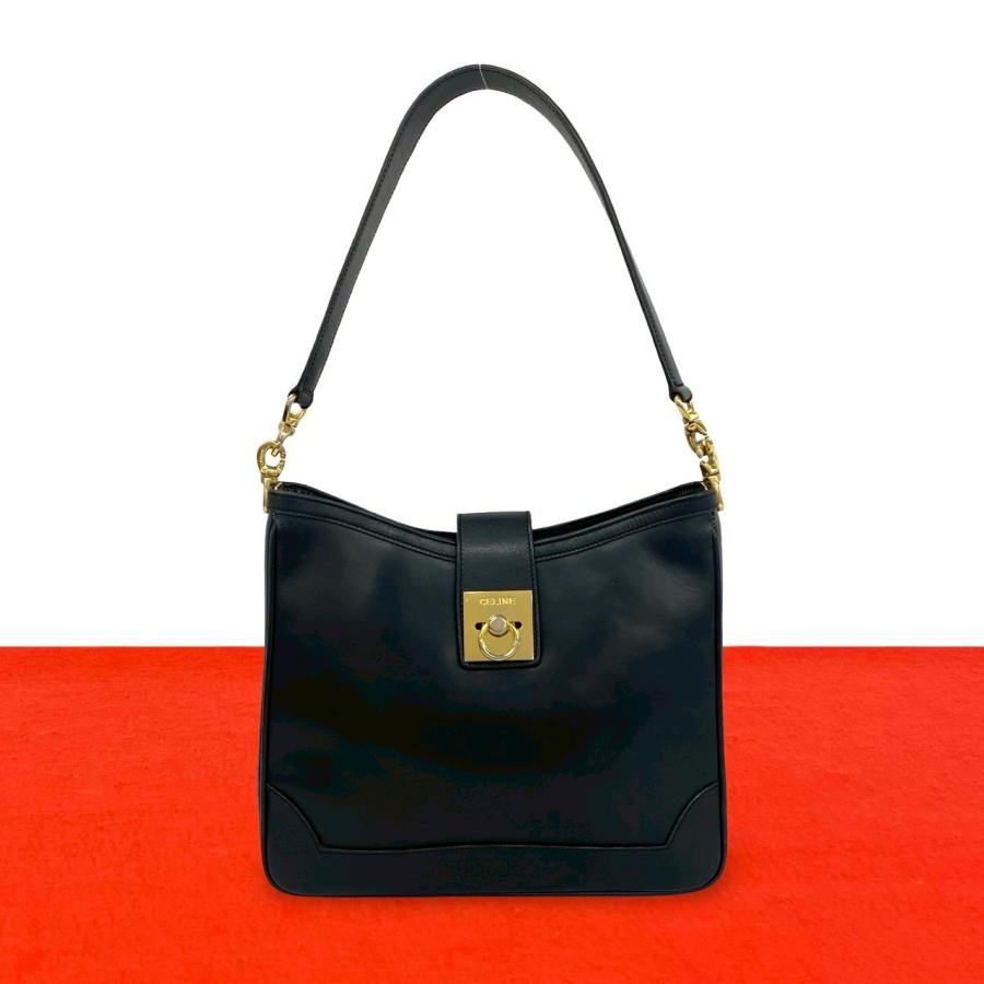 CELINE（セリーヌ） 極 美品 ヴィンテージ リング 金具 ロゴ カーフ